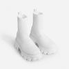 Bcshiye Women's Knit Chunky Heel Sock Boots Round Toe Mid-Calf Booties Chunky Heeled Breathable Slip On Ankle Booties view 3