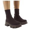 Bcshiye Women's Knit Chunky Heel Sock Boots Round Toe Mid-Calf Booties Chunky Heeled Breathable Slip On Ankle Booties view 2