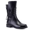 Bcshiye Womens Mid Calf Winter Slouchy Chunky Low Heel Block Heel Faux Leather Comfort Riding Booties with Buckle view 1