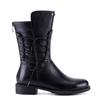 Bcshiye Womens Mid Calf Winter Slouchy Chunky Low Heel Block Heel Faux Leather Comfort Riding Booties with Buckle view 4