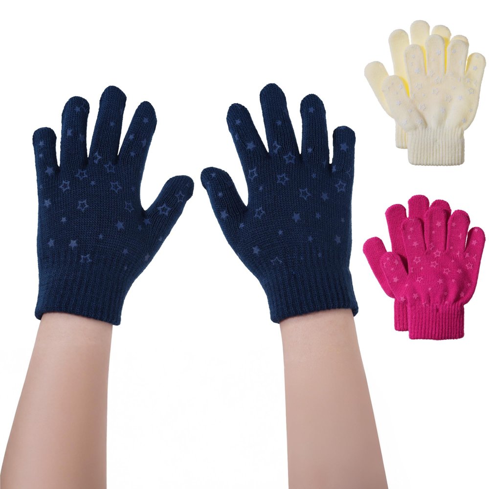 Brook + Bay Kids Gloves - Toddler Gloves - Winter Glove Kids - Kid Mittens - 3 Pack Boy Girl Knit Mittens for Snow