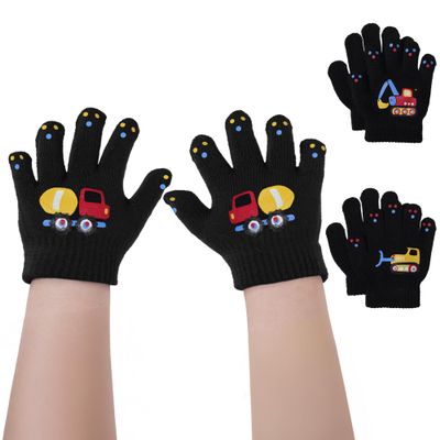 Brook + Bay Kids Gloves - Toddler Gloves - Winter Glove Kids - Kid Mittens - 3 Pack Boy Girl Knit Mittens for Snow