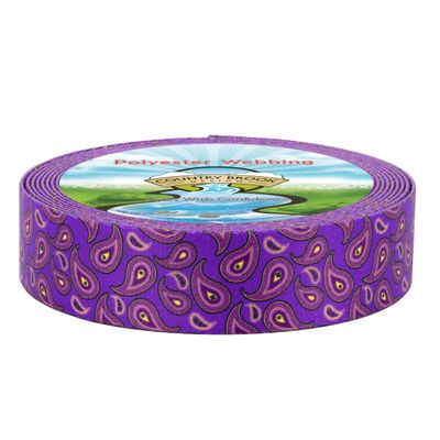 Country Brook Design - Purple Paisley Polyester Webbing (2 Inch, 10 Yards)