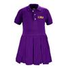 Little King NCAA Short Sleeve Infant and Toddler Girls Polo Dress-LSU-Purple-12 Months view 2