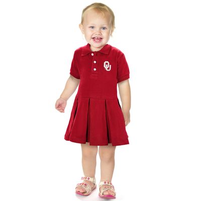 Little King NCAA Short Sleeve Infant and Toddler Girls Polo Dress-Oklahoma-Crimson-4T