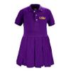 Little King NCAA Short Sleeve Infant and Toddler Girls Polo Dress-LSU-Purple-6 Months view 2