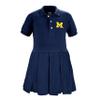 Little King NCAA Short Sleeve Infant and Toddler Girls Polo Dress-Michigan-Navy-3T view 2