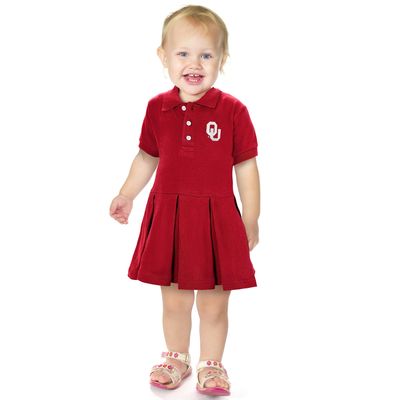 Little King NCAA Short Sleeve Infant and Toddler Girls Polo Dress-Oklahoma-Crimson-3T
