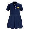 Little King NCAA Short Sleeve Infant and Toddler Girls Polo Dress-Michigan-Navy-4T view 2