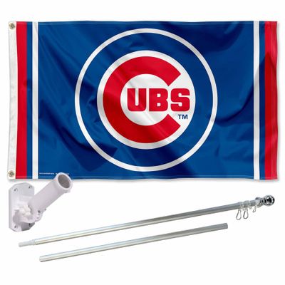 Chicago Baseball Circle Logo Flag Pole and Bracket Set