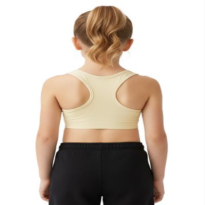 Kurve Girls Seamless Lightweight Stretchy Racerback Sports Bra, Nude, Age 4-8