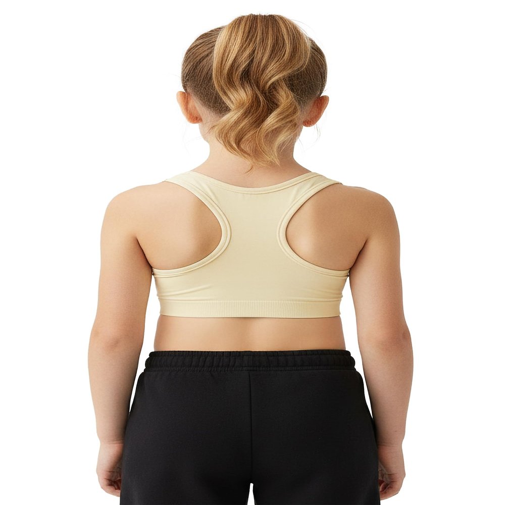 Kurve Girls Seamless Lightweight Stretchy Racerback Sports Bra, Nude, Age 4-8
