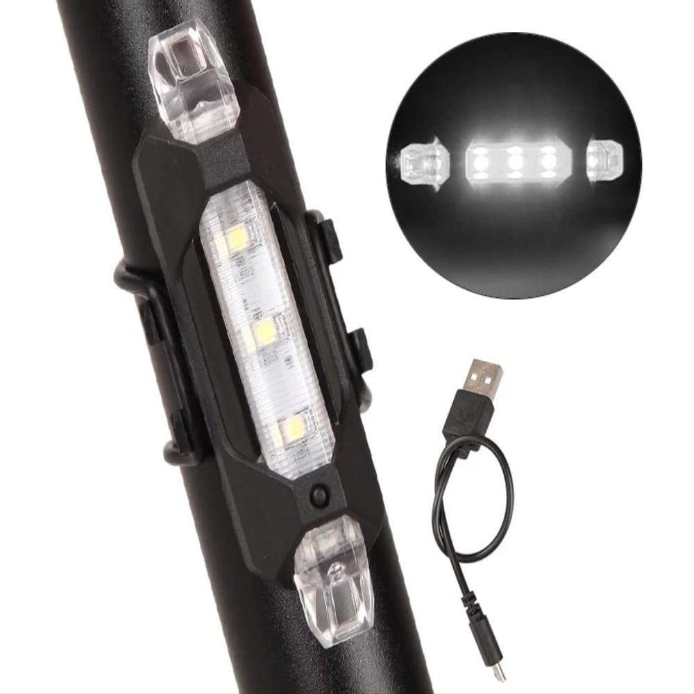 Bike Light Rear Tail Light LED USB Rechargeable Mountain Bike Cycling (White)