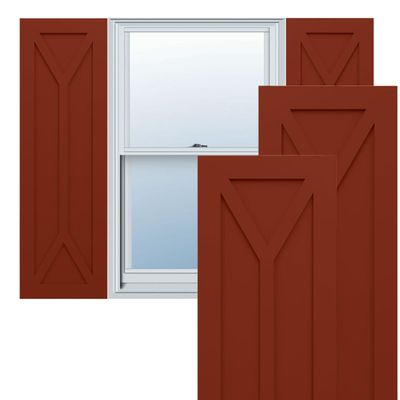 12"W x 52"H True Fit PVC San Carlos Mission Style Fixed Mount Shutters, Pepper Red (Per Pair - Hardware Not Included)