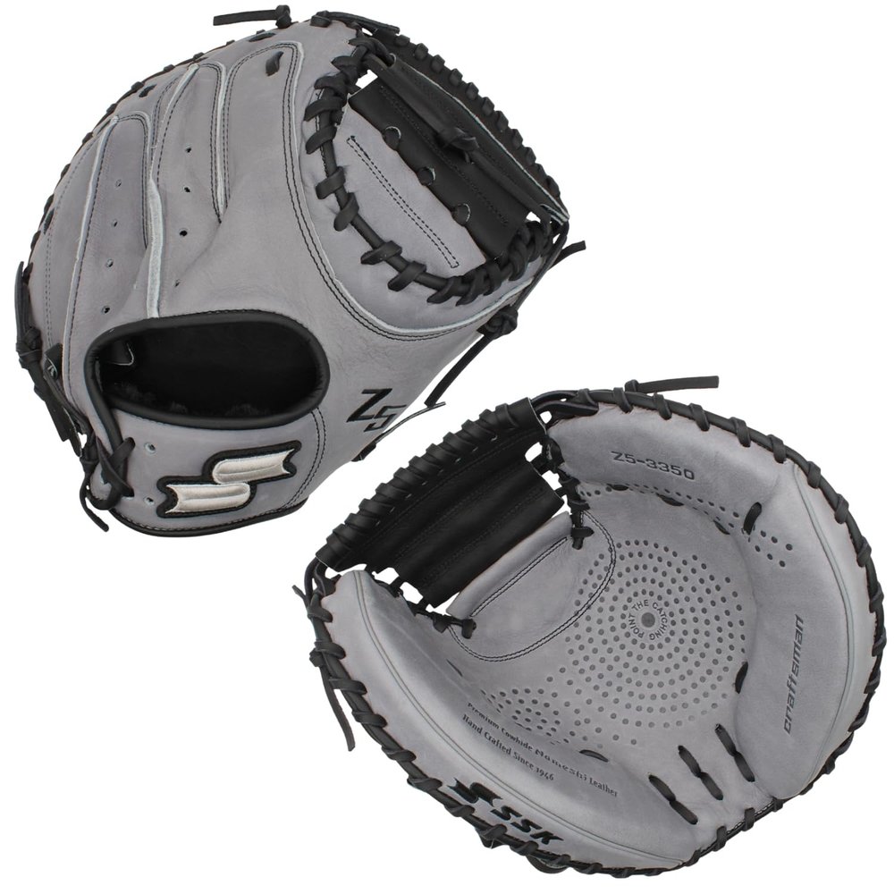 SSK Z5 Craftsman Baseball Catchers Mitt  32.5 - 33 - 33.5  Right & Left Hand Throw (Grey/Black, 33.5" - Right Hand Throw)