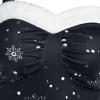 tuduoms Plus Size Women's Christmas Swing Dress 1950s Vintage Ruffle Snowflake Reindeer Print Midi Dress Furry Party Outfits Black view 4