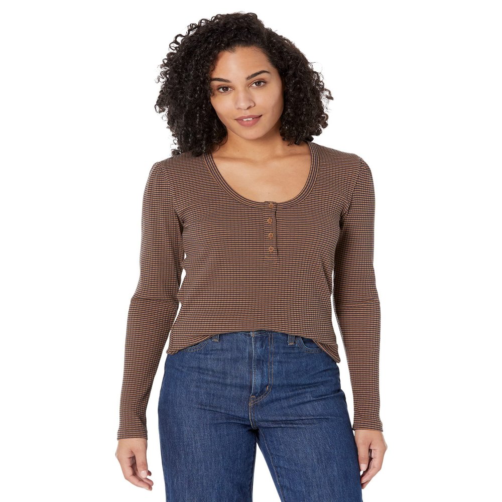 Carve Designs Women's Standard Emma Top, Cocoa Mini Stripe, XL