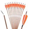 AMEYXGS 6/12 Pcs 31" Archery Carbon Arrow 340/400/500/600 Spine Wood Camo Carbon Shaft with Real Feather Fletching for Compound Recurve Bows (Spine 340, 12 pcs Orange) view 1