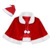 tuduoms Adult Child Christmas Velvet Red Hooded Cloak Santa Claus Costume Robe Xmas Party Costume Masquerade Capes with Hat view 1