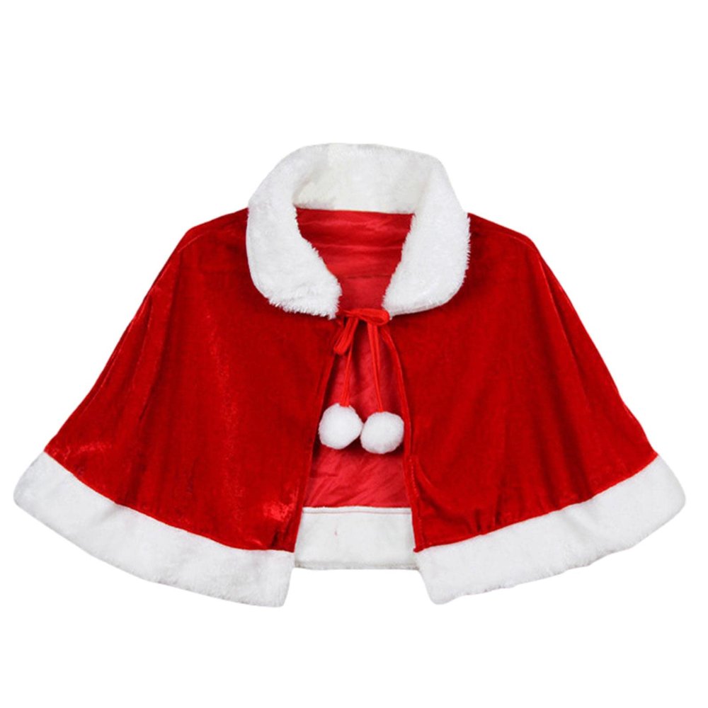 tuduoms Adult Kids Christmas Santa Claus Costume Robe Velvet Red Hooded Cloak Xmas Party Masquerade Cape Cosplay Accessories