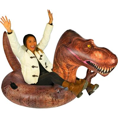 SnowCandy  Inflatable Heavy-Duty Snow Tubes Collection, Durable Cold-Resistant Winter Sledding Tubes for Kids & Adults (Multiple Styles Available) (42" T-Rex Dinosaur Snow Tube)