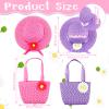 10 Pcs Girls Tea Party Set Includes Tea Party Hats Bonnets Fan Gloves Small Pink Purse Feather Boas Dress up Sets for Little Girls Kids Children Birthdays Easter Party Supplies Accessories view 2