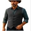 HSLS Mens Herringbone Wool Vests Tweed Suit Waistcoats Vintage Retro Slim Fit(X-Large, Grey) view 1