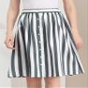 Allegra K Women's Striped Button Front Elastic Back Waist A-Line Midi Skirt X-Large Gray view 2