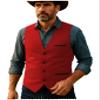 HSLS Mens Herringbone Wool Vests Tweed Suit Waistcoats Vintage Retro Slim Fit(XX-Large, Red) view 1