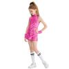 LOLANTA Girls,Big kid Sequins Dance Dress Sparkle Hip Hop Jazz Dance Outfits Sleeveless Top and Shorts (Rosered, 8-9Years) view 4