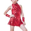 LOLANTA Girls Sequins Dance Dress Sparkle Hip Hop Jazz Dance Outfits Sleeveless Top and Shorts (Red, 11-12Years) view 1