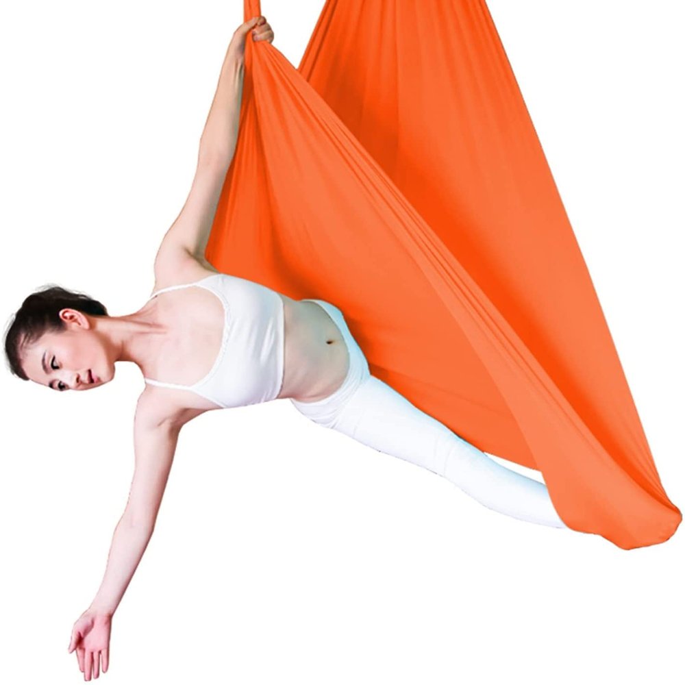 LJYT Yoga Hammock, Nylon Anti-Gravity Yoga Sling Equipment Set, Suitable for Yoga, Acrobatics, Circus Art, Aerial Dance (Color : Orange)