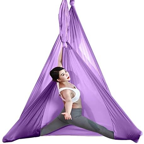 LJYT 4-7m Long, 2.8m Wide, Yoga Hammock Flying Hammock Swing Aerial Yoga Hammock with Carabiner & Daisy Chain for Yoga Pilates (Color : C, Size : 5M)