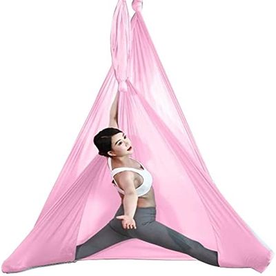 LJYT 4-7m Long, 2.8m Wide, Yoga Hammock Flying Hammock Swing Aerial Yoga Hammock with Carabiner & Daisy Chain for Yoga Pilates (Color : A, Size : 7M)