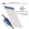 OBTOUTDOOR 30 inch Archery Carbon Arrows Hunting Arrows Target Arrows 12 PCS Real Feather vanes and Removable Tips Spine 400 500 600 for Compound Bows Recurve Bows Long Bows (Blue,Spine 400) view 2