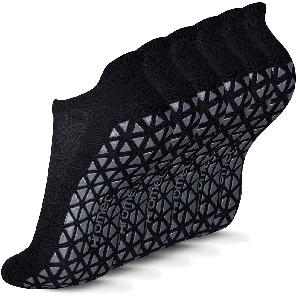 Hromec Non Slip Yoga Socks with Grips for Pilates, Ballet, Barre, Barefoot,Bikram,Hospital Anti Skid Socks for Women and Men