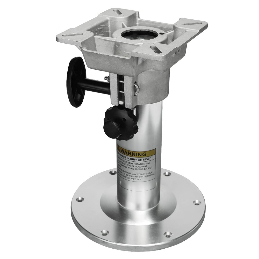 ONHI Adjustable Aluminum Boat Seat Pedestal 13-19 Inch Height, Locking Design, Silver Polished, for Fishing Boats and Marine Vessels
