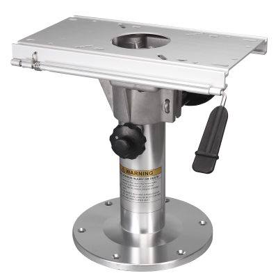 ONHI Adjustable Aluminum Boat Seat Pedestal 14-20 Inch Height with Slide, Locking Mechanism, Silver Matte Brushed Finish, Ideal for Fishing Boats and Marine Vessels