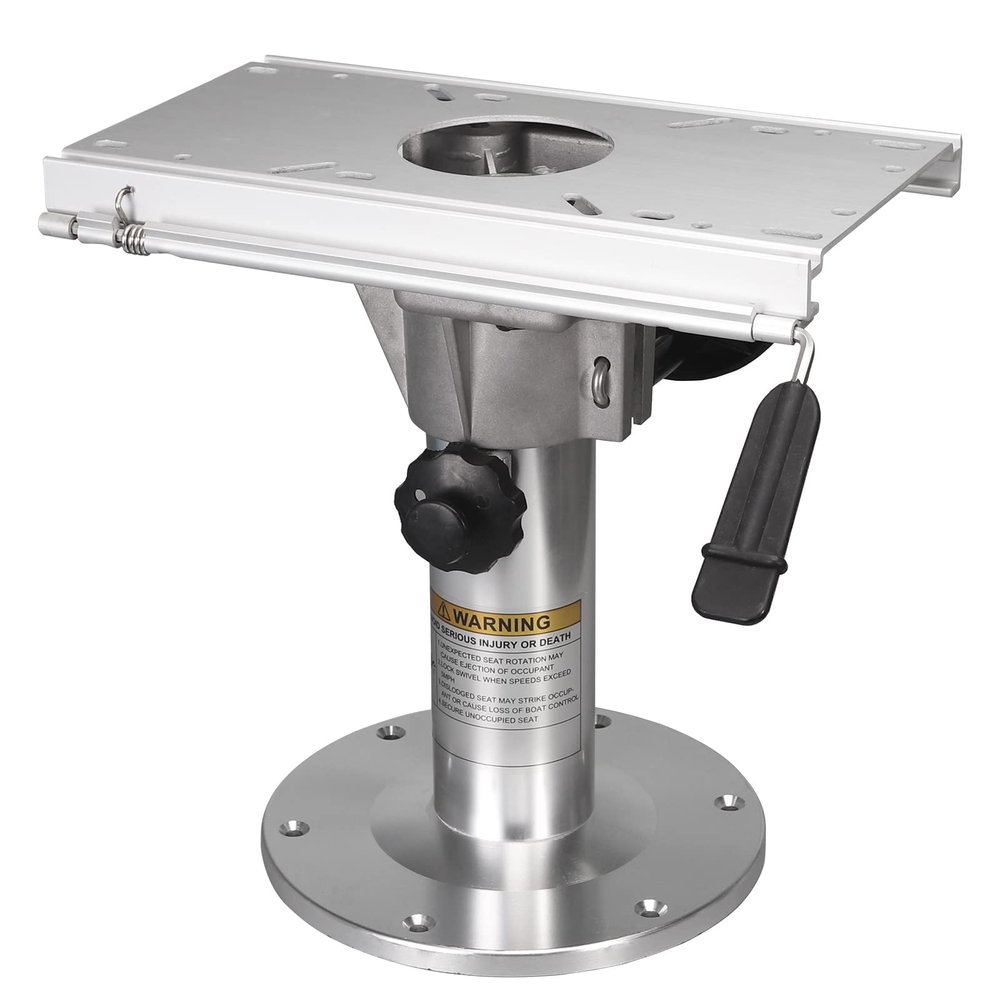 ONHI Adjustable Aluminum Boat Seat Pedestal 14-20 Inch Height with Slide, Locking Mechanism, Silver Matte Brushed Finish, Ideal for Fishing Boats and Marine Vessels