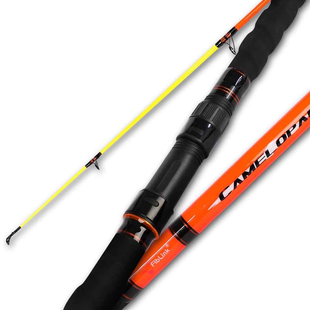 Fiblink Surf Casting Fishing Rod Carbon Fiber Travel Fishing Rod with Noctilucent Tip (11'- 2Pcs- Casting- Orange)