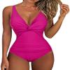 Hilor Women's One Piece Swimsuits Plunging V Neck Swimwear Tummy Control Bathing Suits Monokinis Hot Pink 14 view 1