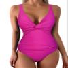 Hilor Women's One Piece Swimsuits Plunging V Neck Swimwear Tummy Control Bathing Suits Monokinis Hot Pink 14 view 2