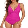 Hilor Women's One Piece Swimsuits Plunging V Neck Swimwear Tummy Control Bathing Suits Monokinis Hot Pink 14 view 3