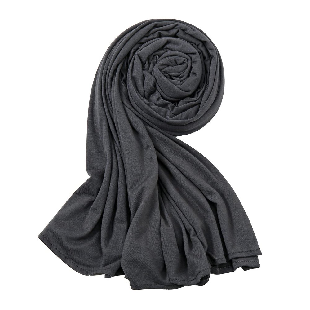 Hophor Soft Stretch Head Wrap Scarfs Long Turban Head Wrap Tie Jersey Hijab for Women (Dark Gray)