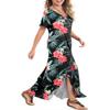 Arolina Women Summer Maxi Dress Short Sleeve V Neck Casual Loose Long Split Dresses Beach Vacation Sundress with Pockets view 4