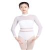 Daydance White Women Ballet Leotards, Long Sleeve Dance Attire Inserted Mesh view 2