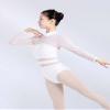 Daydance White Women Ballet Leotards, Long Sleeve Dance Attire Inserted Mesh view 4