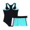 Daenrui Kids Girls 2Pcs Tankini Swimsuit Sleeveless Floral Print One-Piece Swimwear with Bottoms Bathing Suit Mint Green 14 Years view 2