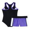Daenrui Kids Girls 2Pcs Tankini Swimsuit Sleeveless Floral Print One-Piece Swimwear with Bottoms Bathing Suit Purple 14 Years view 2