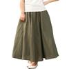 AOTRIO Women Cotton/Linen Skirt Long Maxi Dresses Elastic Waist Retro Vogue Casual Bottom with Pockets Army Green view 1